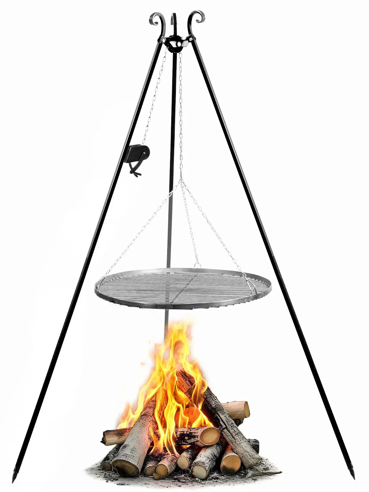 Cookking 180 cm Dreibein-Grill mit Winde und 80 cm Grillrost aus Naturstahl