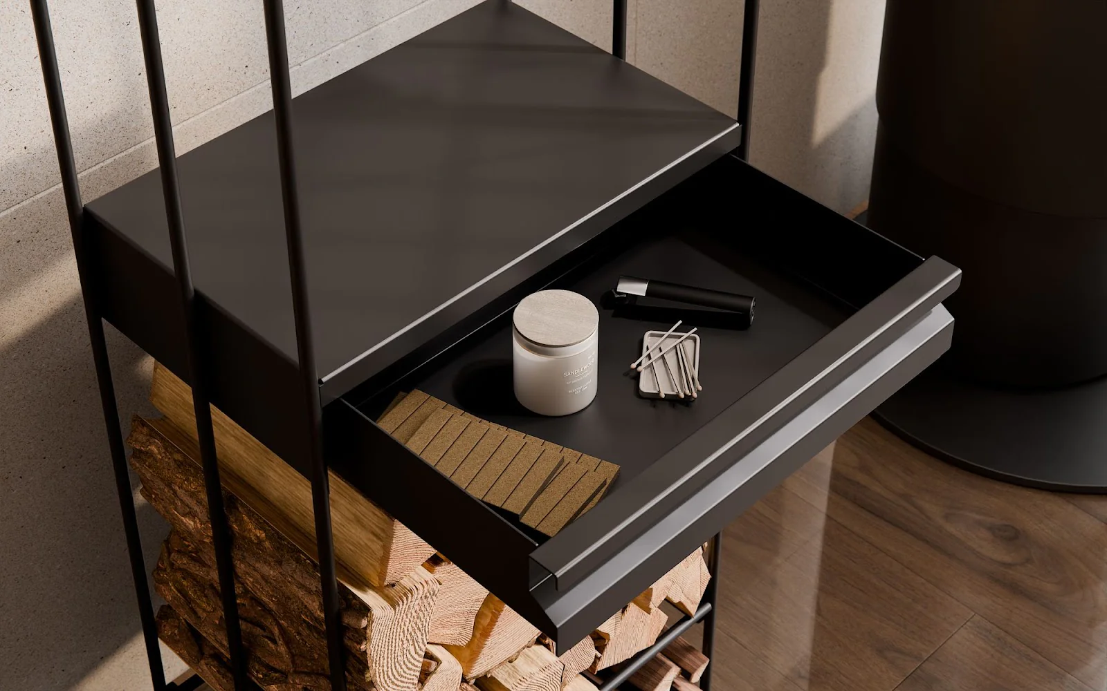 Cookking Kaminholzregal "LOFT" 120x40x25 cm - Image 2