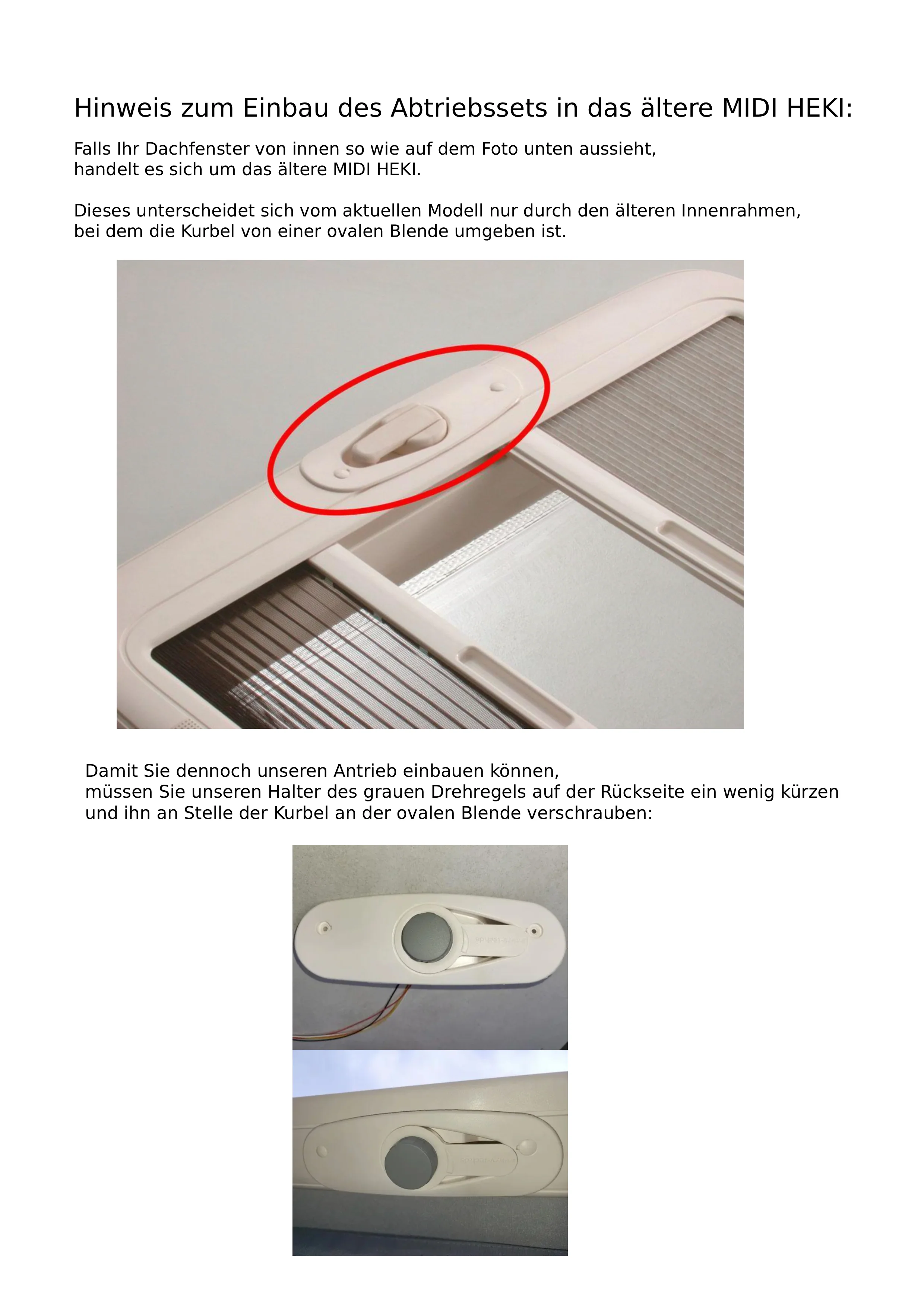 Elektrisches Antriebsset für Dometic HEKI Midi Dachfenster - Image 8